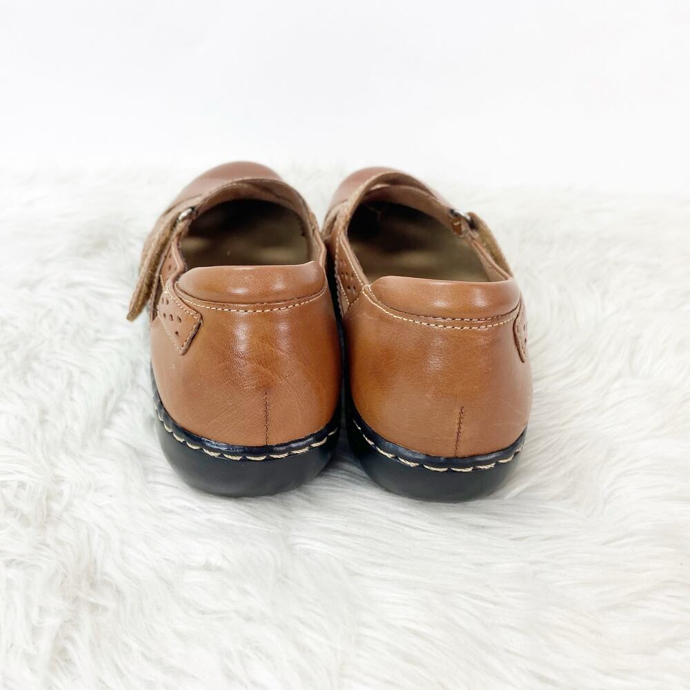 Clarks Bendables 9 M Womens Tan Leather Ashland Spin Q Mary Jane Comfort Shoes - Picture 4 of 13